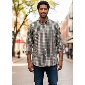 Orvis Men's Plaid Button Down Long Sleeve Shirt Size L 100% Cotton Casual Preppy